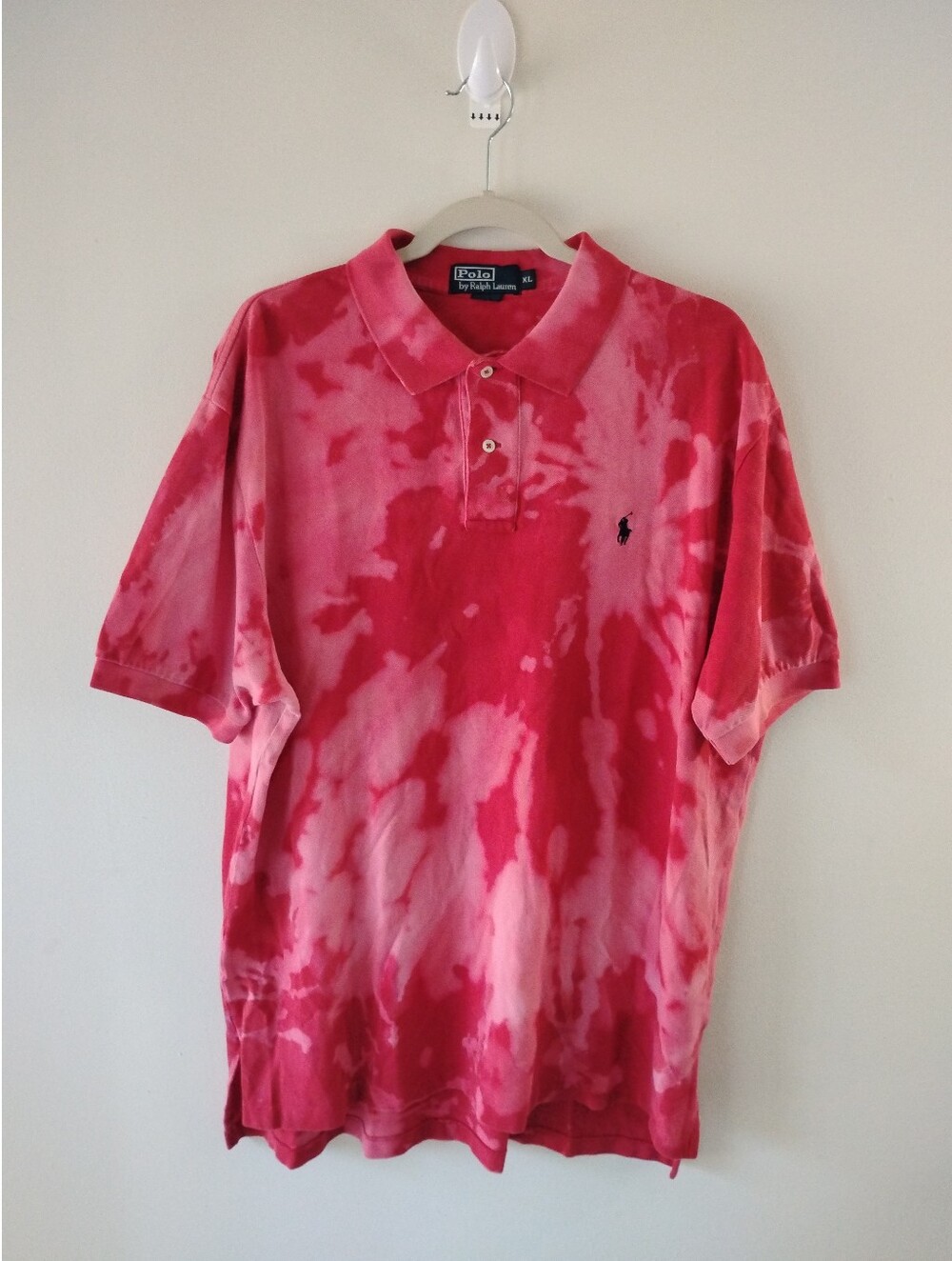 Vintage Custom Tie Dye Polo Ralph Lauren Polo Shirt Pink / Red Mens XL